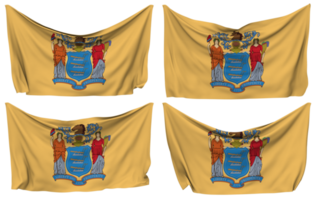 staat van nieuw Jersey vastgemaakt vlag van hoeken, geïsoleerd met verschillend golvend variaties, 3d renderen png