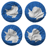 antarctica vlag in ronde vorm geïsoleerd met vier verschillend golvend stijl, buil textuur, 3d renderen png