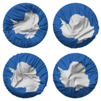Antarctica Flag in Round Shape Isolated with Four Different Waving Style, Bump Texture, 3D Rendering png