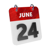 June 24 Date 3D Icon Isolated, Shiny and Glossy 3D Rendering, Month Date Day Name, Schedule, History png