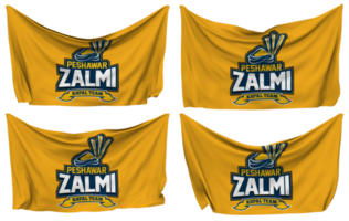 peshawar zalmi, pz vastgemaakt vlag van hoeken, geïsoleerd met verschillend golvend variaties, 3d renderen png