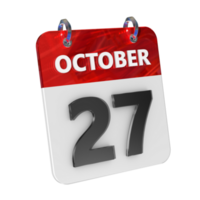 October 27 Date 3D Icon Isolated, Shiny and Glossy 3D Rendering, Month Date Day Name, Schedule, History png