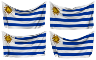 Uruguay Pinned Flag from Corners, Isolated with Different Waving Variations, 3D Rendering png