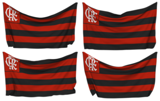 Clube de Regatas do Flamengo Pinned Flag from Corners, Isolated with Different Waving Variations, 3D Rendering png