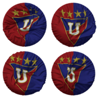 liga deportiva universitaria, liga de quito flagga i runda form isolerat med fyra annorlunda vinka stil, stöta textur, 3d tolkning png