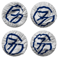 Group of 77, G77 Flag in Round Shape Isolated with Four Different Waving Style, Bump Texture, 3D Rendering png