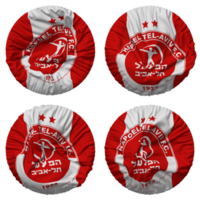 hapoel tel aviv fotboll klubb flagga i runda form isolerat med fyra annorlunda vinka stil, stöta textur, 3d tolkning png