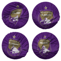 Al Ain Football Club Flag in Round Shape Isolated with Four Different Waving Style, Bump Texture, 3D Rendering png