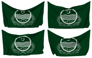 gobierno de Punjab, Pakistán clavado bandera desde esquinas, aislado con diferente ondulación variaciones, 3d representación png