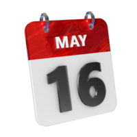 May 16 Date 3D Icon Isolated, Shiny and Glossy 3D Rendering, Month Date Day Name, Schedule, History png