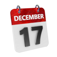 December 17 Date 3D Icon Isolated, Shiny and Glossy 3D Rendering, Month Date Day Name, Schedule, History png