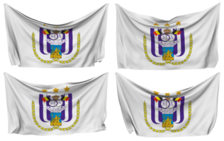 Royal Sporting Club Anderlecht Pinned Flag from Corners, Isolated with Different Waving Variations, 3D Rendering png