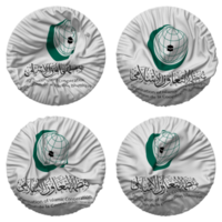 organisation de islamique coopération, oic drapeau dans rond forme isolé avec quatre différent agitant style, bosse texture, 3d le rendu png