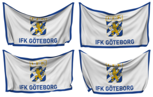 Idrottsforeningen Kamraterna Goteborg, IFK Goteborg Fotboll Pinned Flag from Corners, Isolated with Different Waving Variations, 3D Rendering png