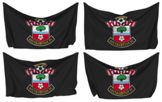 Southampton Football Club Pinned Flag from Corners, Isolated with Different Waving Variations, 3D Rendering png