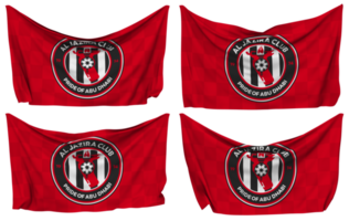 Alabama jazira fútbol americano club clavado bandera desde esquinas, aislado con diferente ondulación variaciones, 3d representación png