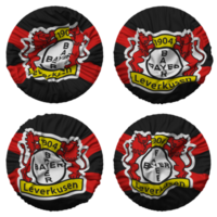 Bayer 04 leverkusen, Bayer leverkusen vlag in ronde vorm geïsoleerd met vier verschillend golvend stijl, buil textuur, 3d renderen png