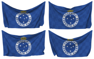 cruzeiro esporte clube fixado bandeira a partir de cantos, isolado com diferente acenando variações, 3d Renderização png