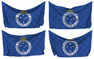 cruzeiro esporte Clube festgesteckt Flagge von Ecken, isoliert mit anders winken Variationen, 3d Rendern png