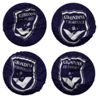 futebol clube des girondins de bordeaux, girondins de bordeaux bandeira dentro volta forma isolado com quatro diferente acenando estilo, colisão textura, 3d Renderização png