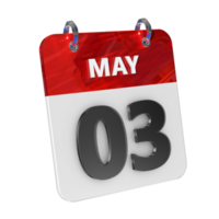 May 3 Date 3D Icon Isolated, Shiny and Glossy 3D Rendering, Month Date Day Name, Schedule, History png