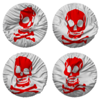 Skulls Danger Sign Flag in Round Shape Isolated with Four Different Waving Style, Bump Texture, 3D Rendering png