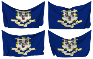 State of Connecticut Pinned Flag from Corners, Isolated with Different Waving Variations, 3D Rendering png