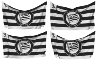 club deportivo estruendo Graz, sk estruendo Graz clavado bandera desde esquinas, aislado con diferente ondulación variaciones, 3d representación png