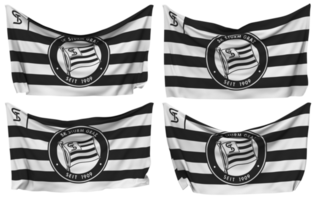 sportklubb sturm Graz, sk sturm graz fästs flagga från hörn, isolerat med annorlunda vinka variationer, 3d tolkning png