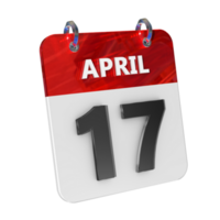 April 17 Date 3D Icon Isolated, Shiny and Glossy 3D Rendering, Month Date Day Name, Schedule, History png