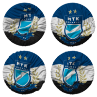 mtk Budapeste Esportes clube bandeira dentro volta forma isolado com quatro diferente acenando estilo, colisão textura, 3d Renderização png