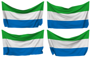 Sierra leone festgesteckt Flagge von Ecken, isoliert mit anders winken Variationen, 3d Rendern png