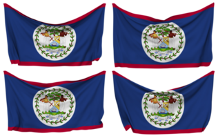 Belize Pinned Flag from Corners, Isolated with Different Waving Variations, 3D Rendering png