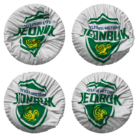 jeonbuk Hyundai motores futebol clube bandeira dentro volta forma isolado com quatro diferente acenando estilo, colisão textura, 3d Renderização png