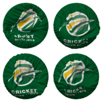 cricket söder afrika, csa flagga i runda form isolerat med fyra annorlunda vinka stil, stöta textur, 3d tolkning png