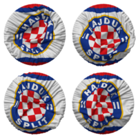 hrvatski nogométni club hajduk diviser, hnk hajduk Divisé drapeau dans rond forme isolé avec quatre différent agitant style, bosse texture, 3d le rendu png