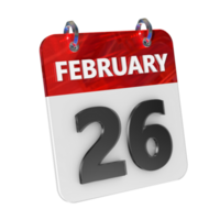 February 26 Date 3D Icon Isolated, Shiny and Glossy 3D Rendering, Month Date Day Name, Schedule, History png