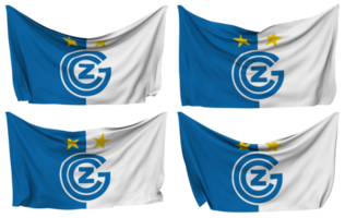 Grasshopper Club Zurich, GC, GCZ Pinned Flag from Corners, Isolated with Different Waving Variations, 3D Rendering png