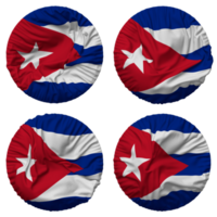 Kuba Flagge im runden gestalten isoliert mit vier anders winken Stil, stoßen Textur, 3d Rendern png