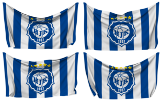 Helsingin Jalkapalloklubi, HJK Helsinki Pinned Flag from Corners, Isolated with Different Waving Variations, 3D Rendering png