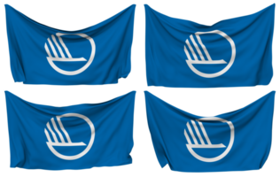 Nordic Council Pinned Flag from Corners, Isolated with Different Waving Variations, 3D Rendering png