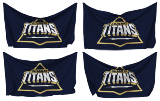 Gujarat Titans, GT Pinned Flag from Corners, Isolated with Different Waving Variations, 3D Rendering png