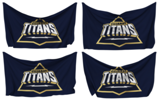 Gujarat titans, gt épinglé drapeau de coins, isolé avec différent agitant variantes, 3d le rendu png