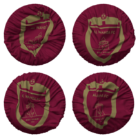 Al Wahda Football Club Flag in Round Shape Isolated with Four Different Waving Style, Bump Texture, 3D Rendering png