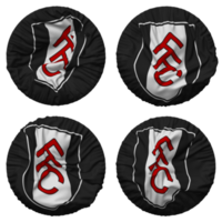 Fulham Football club drapeau dans rond forme isolé avec quatre différent agitant style, bosse texture, 3d le rendu png