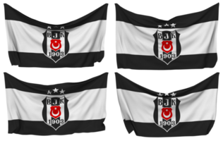 Besiktas Jimnastik Kulubu Pinned Flag from Corners, Isolated with Different Waving Variations, 3D Rendering png