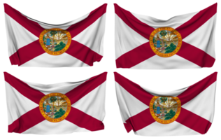 State of Florida Pinned Flag from Corners, Isolated with Different Waving Variations, 3D Rendering png
