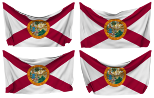 Estado do florida fixado bandeira a partir de cantos, isolado com diferente acenando variações, 3d Renderização png