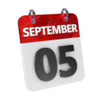 September 5 Date 3D Icon Isolated, Shiny and Glossy 3D Rendering, Month Date Day Name, Schedule, History png