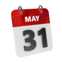 May 31 Date 3D Icon Isolated, Shiny and Glossy 3D Rendering, Month Date Day Name, Schedule, History png